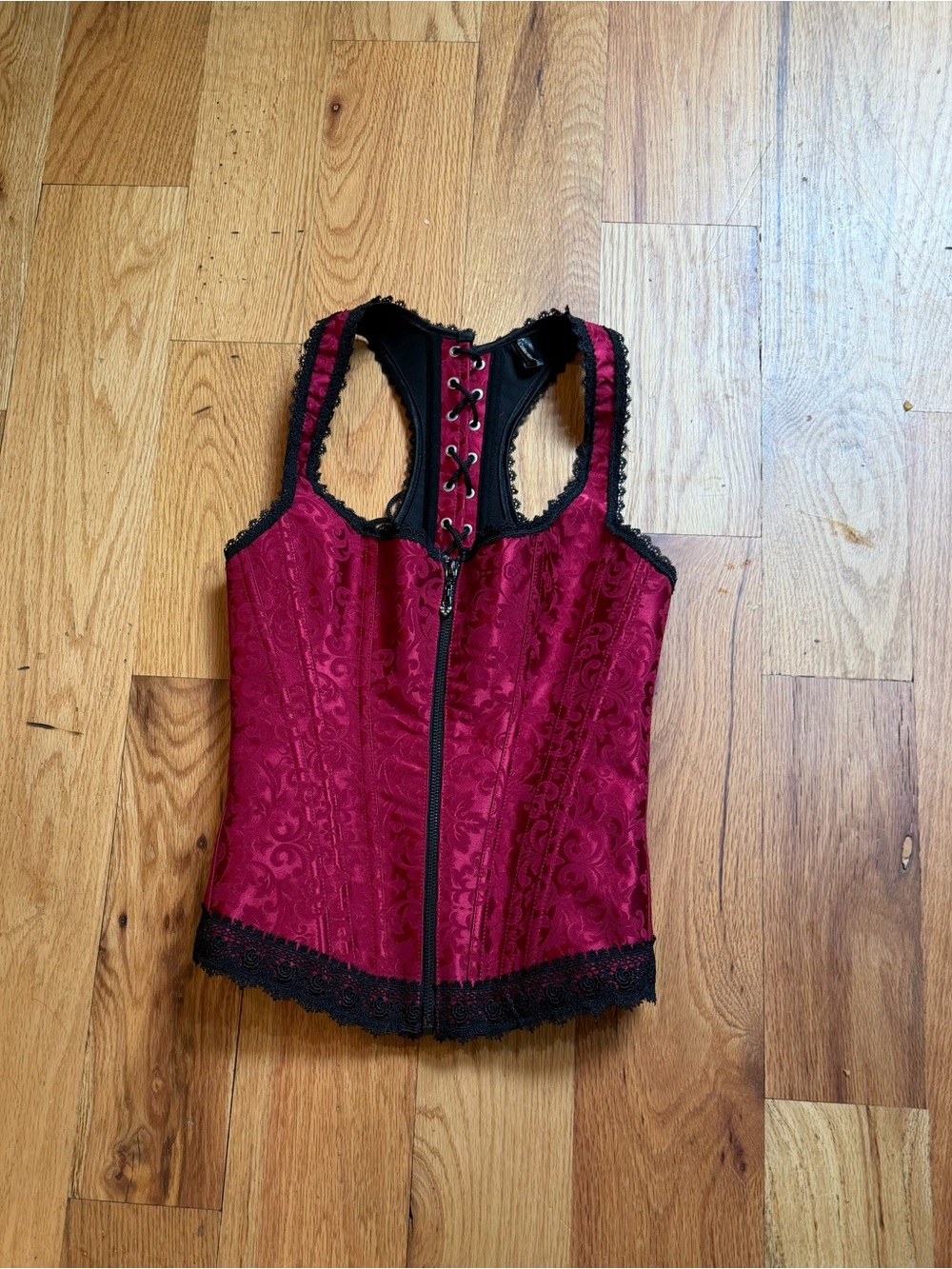 Women's Red Lace-Trimmed Bustier Corset